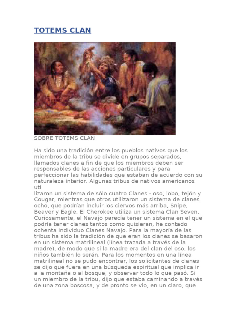 Clanes Totémicos y sus Elementos | PDF