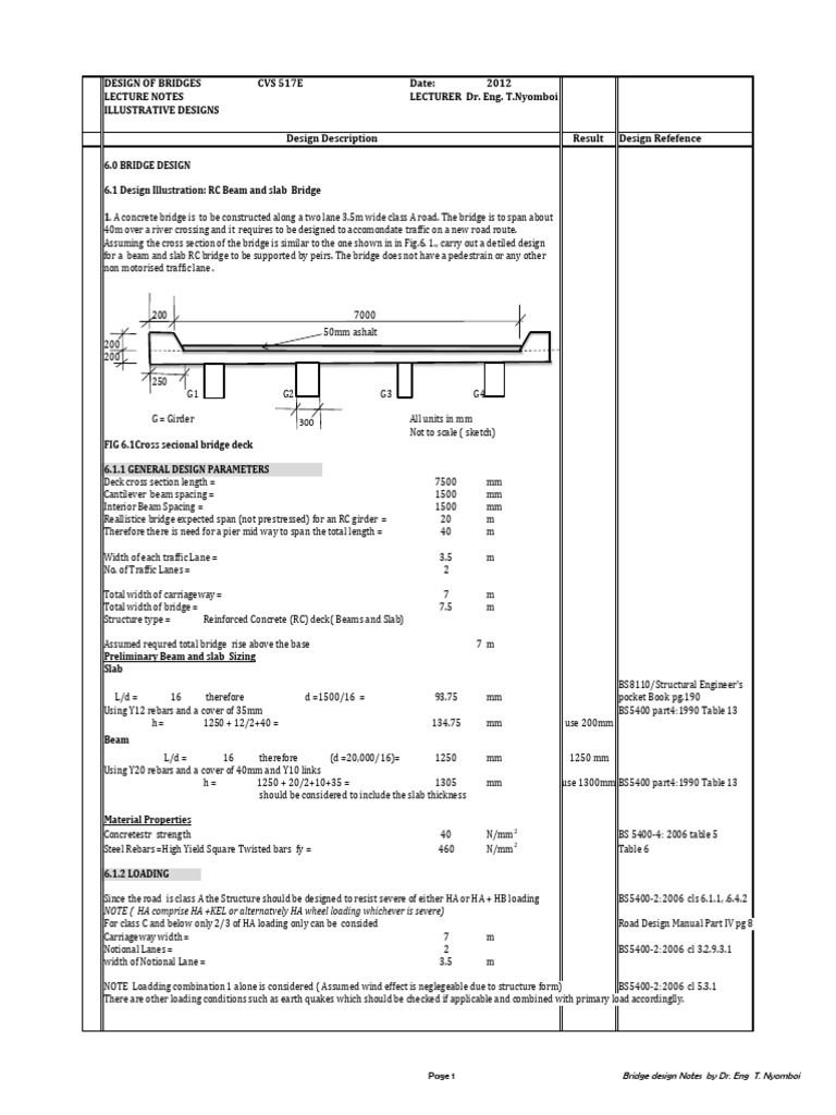 Bridge Design for RC Beam and Slab | PDF | Bridge | Beam (Structure)