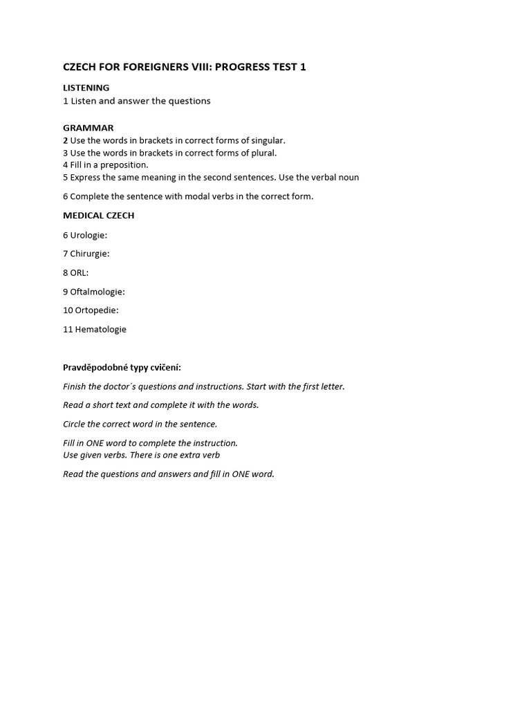Czech Viii Test 1 | PDF