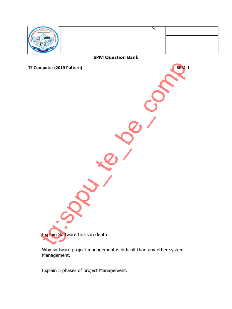 TE Computer Project Management Q&A | PDF