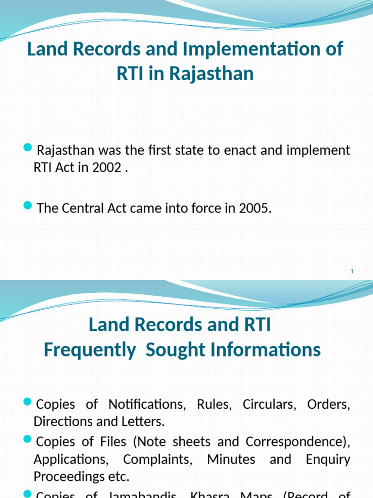Rajasthan Land Records and RTI Overview | PDF