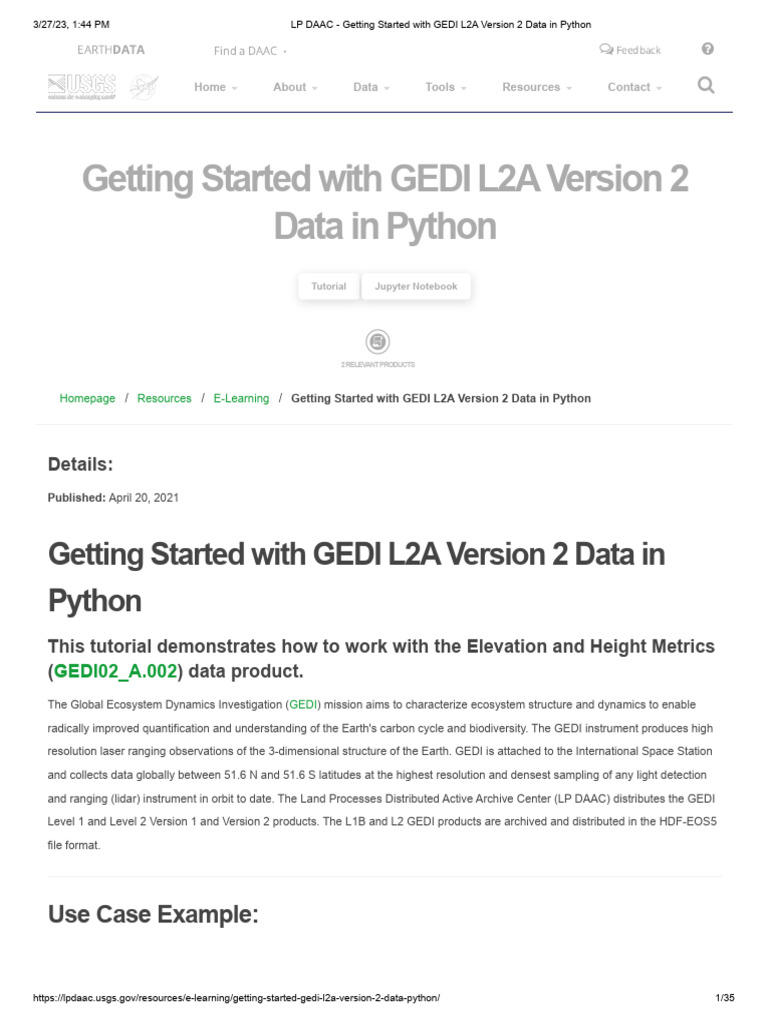 GEDI L2A Data Tutorial in Python | PDF | Data | Computing