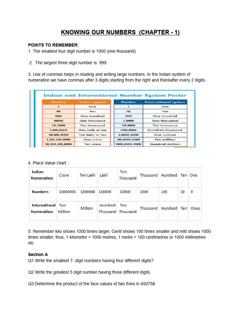 Understanding Numbers and Their Values | PDF | Units Of Measurement