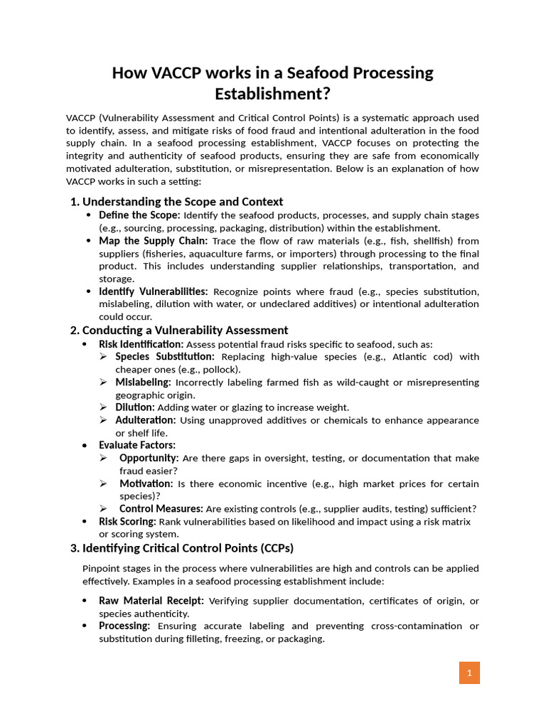 VACCP | PDF | Seafood | Supply Chain