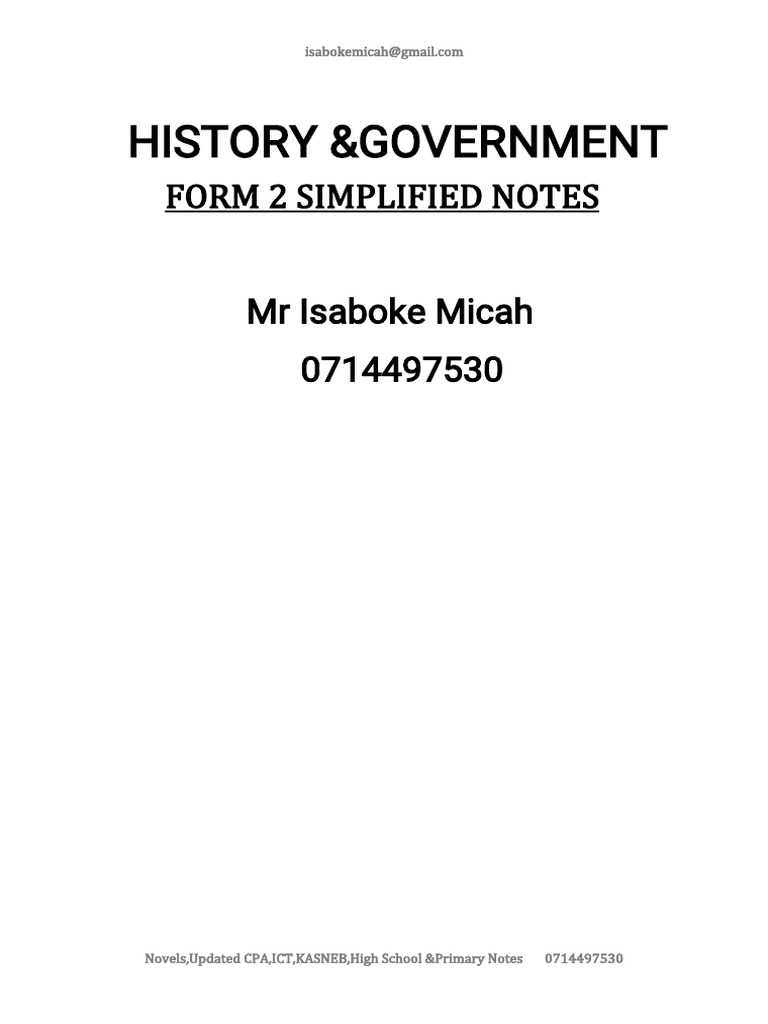 Form 2 History & Government Notes | PDF