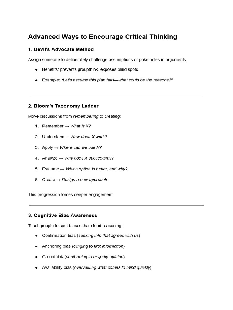 Advanced Techniques for Critical Thinking | PDF | Critical Thinking | Bias