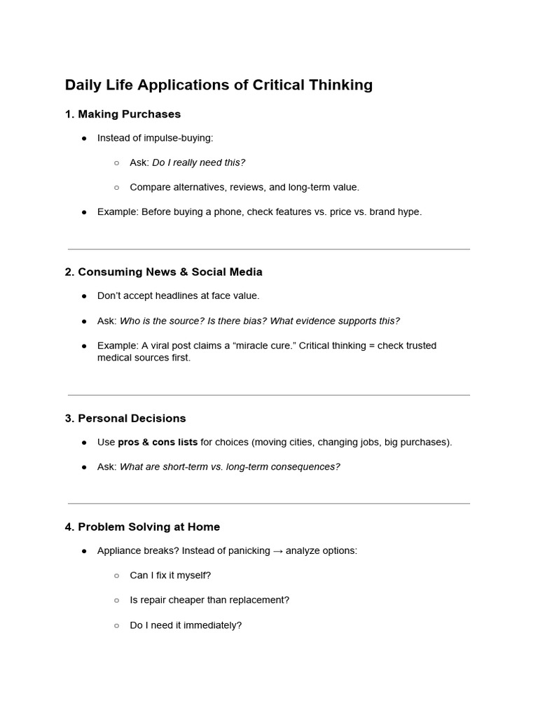 Critical Thinking in Daily Life | PDF | Social Psychology | Cognition