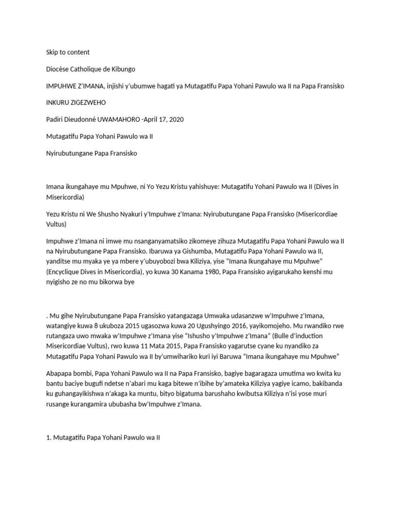 Ishapule Y'impuhwe Z'imanna | PDF