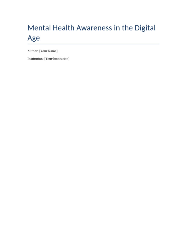 Mental Health Digital Age | PDF