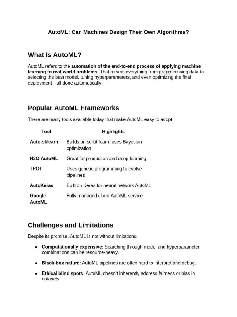 Understanding AutoML and Its Applications | PDF