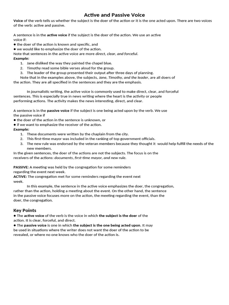 Understanding Active vs. Passive Voice | PDF | Linguistics | Syntactic ...