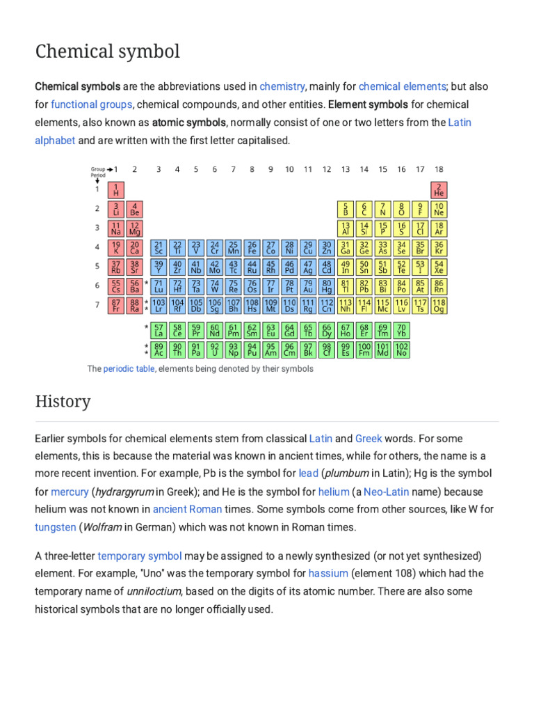 Understanding Chemical Symbols | PDF | Physical Sciences | Chemistry