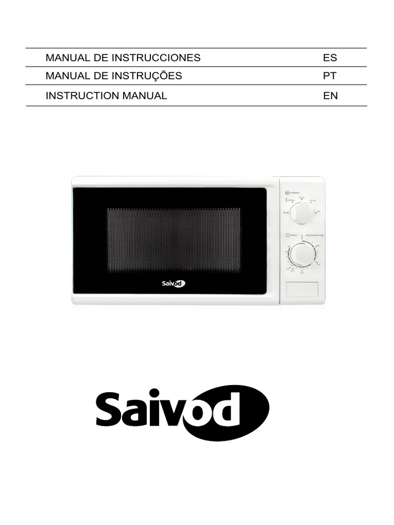 Saivod MS-2814W Microwave | PDF | Enchufes y tomas de corriente alterna ...