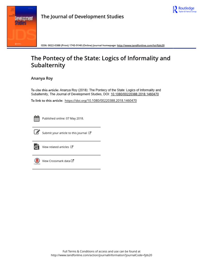 State Power and Urban Informality | PDF | Postcolonialism