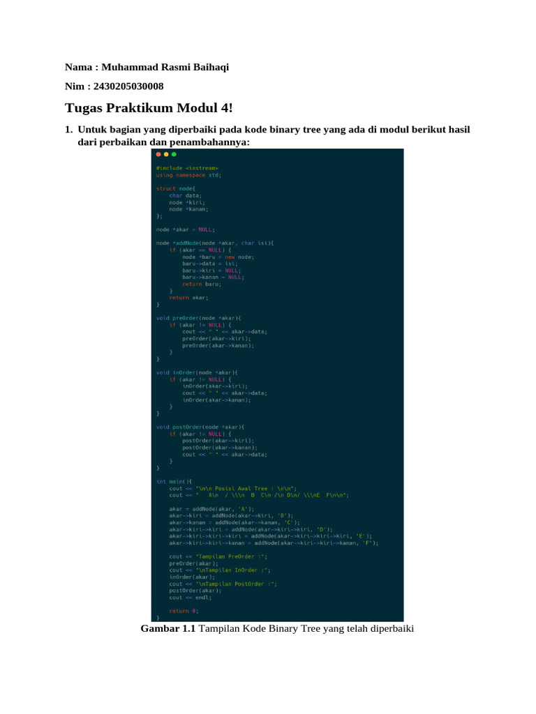 Perbaikan Kode Binary Tree C++ | PDF