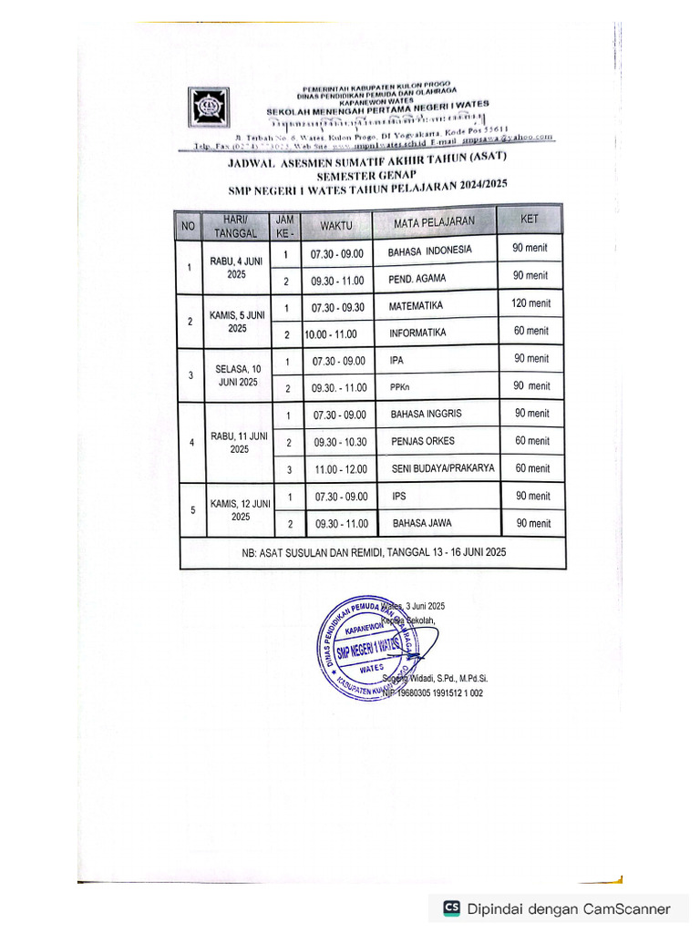 Jadwal Asat Pdf