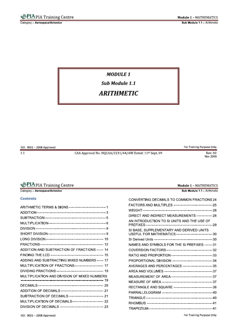 Module 1 (Mathematics) Sub Module 1.1 (Arithmetic) | PDF