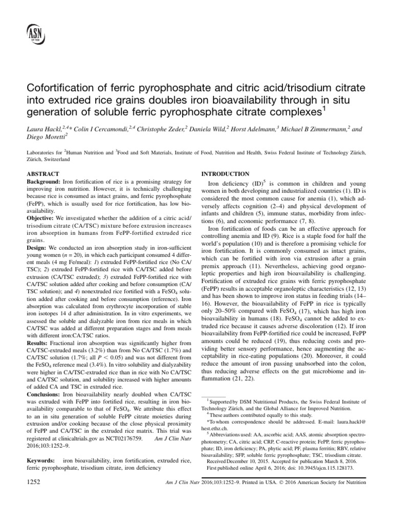 Enhancing Iron Bioavailability in Rice | PDF | Extrusion | Iron
