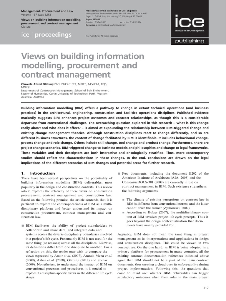 BIM's Impact on Procurement and Contracts | PDF | Building Information ...