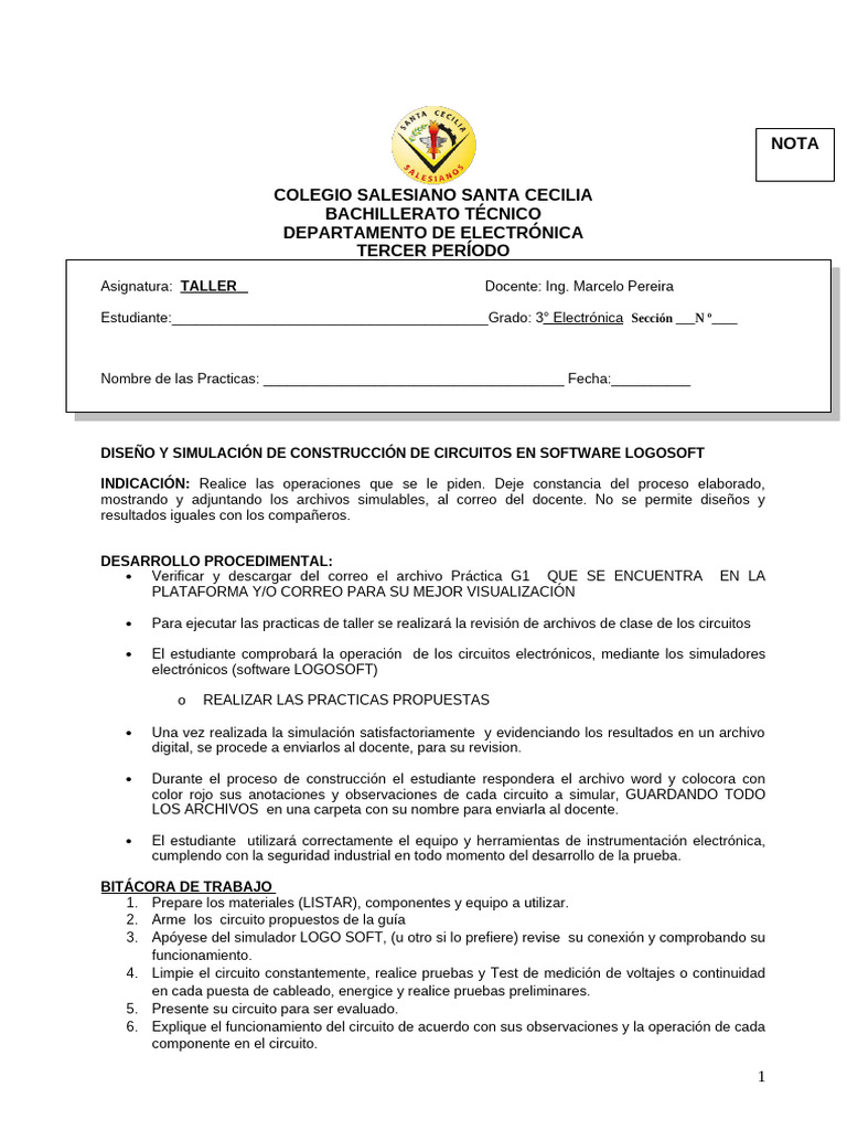 Simulación de Circuitos Electrónicos en LOGOSOFT | PDF | Electrónica ...