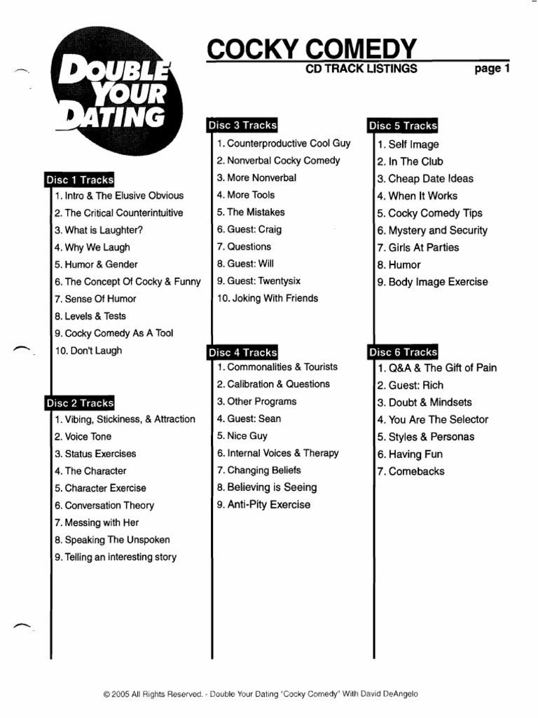 David DeAngelo - Double Your Dating - Cocky Comedy - Manual (Disc ...