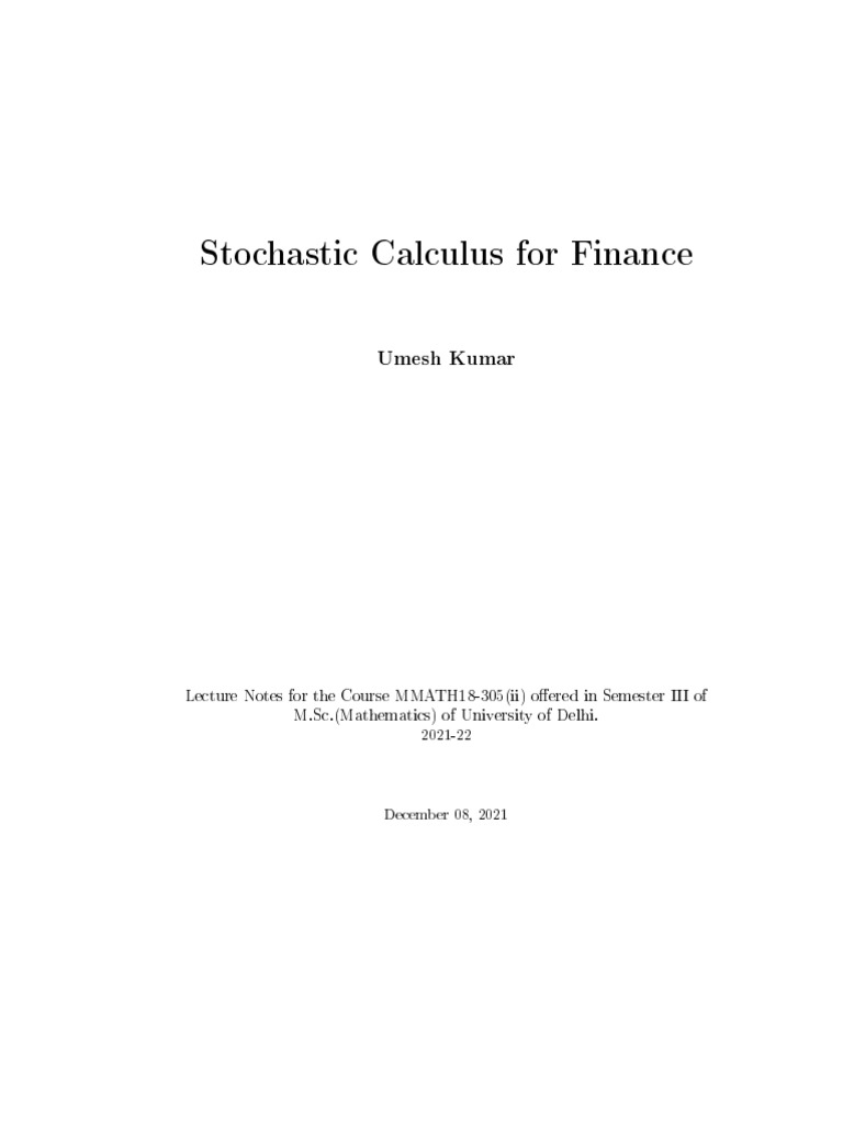Stochastic Calculus Lecture Notes | PDF | Probability Theory | Measure ...