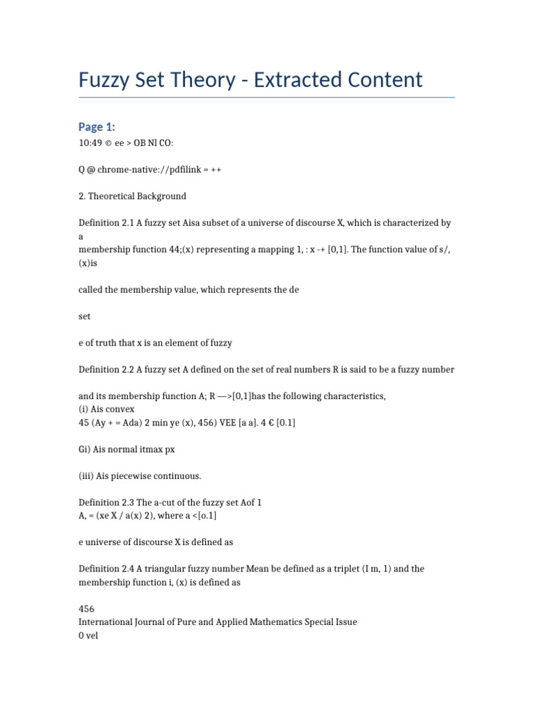 Fuzzy Set Theory Extracted | PDF