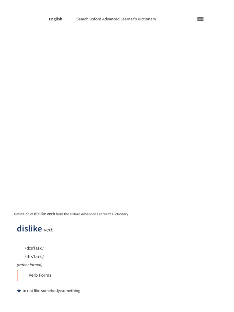 DISLIKE VERB MEANING AND EXAMPLES visual data 5