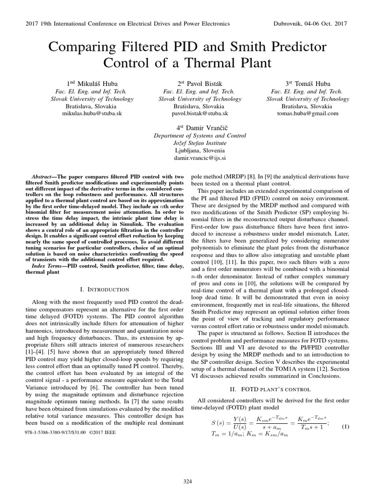 PID vs Smith Predictor for Thermal Control | PDF | Control Theory ...