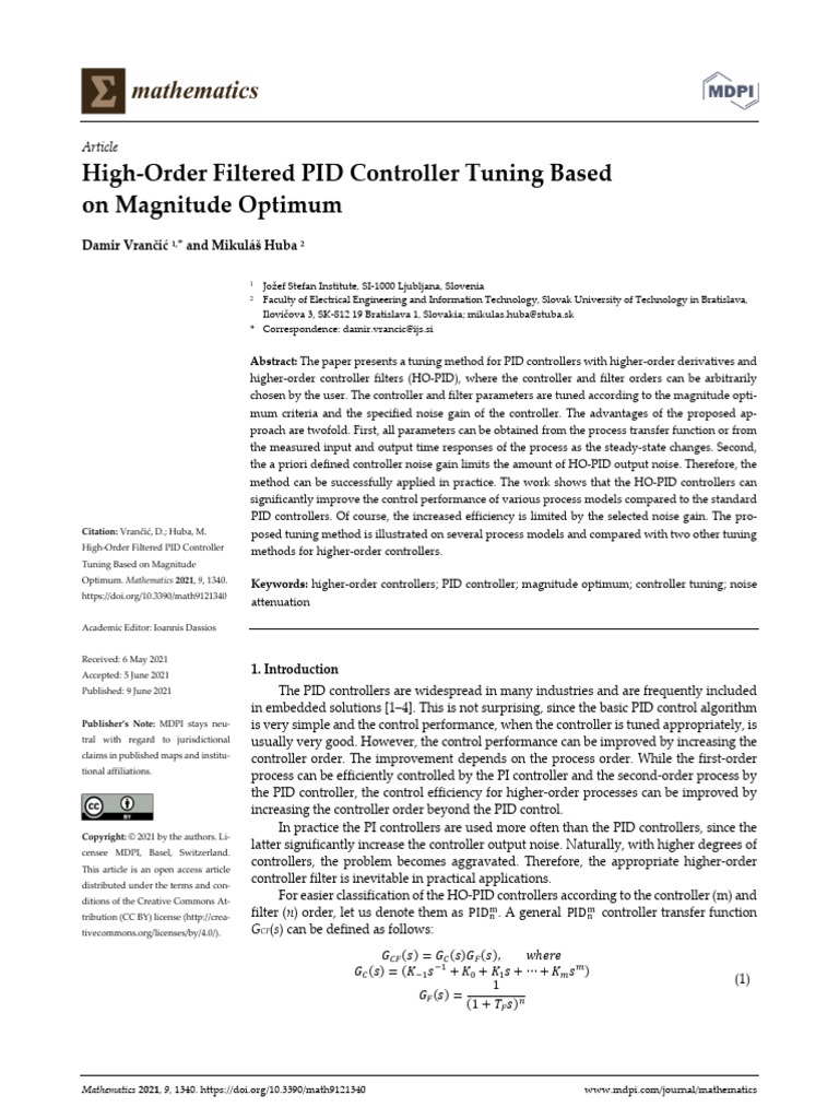 High-Order PID Controller Tuning Method | PDF | Control Theory | Amplifier