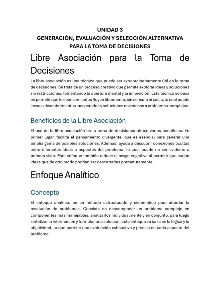 Técnicas para la Toma de Decisiones | PDF | Toma de decisiones | Evaluación
