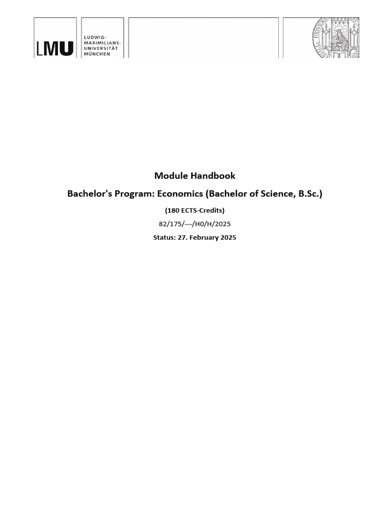 Modulhandbuch Ba VWL Psto 2025 | PDF