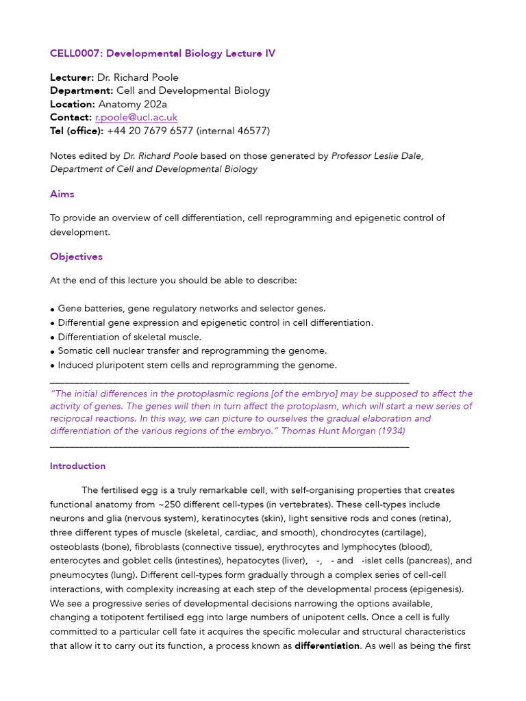 Cell Differentiation and Reprogramming Insights | PDF | Histone | Chromatin