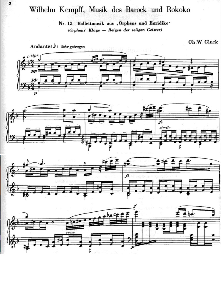 Gluck - Orpheus and Euridice - Dance of The Blessed Spirits - Arr