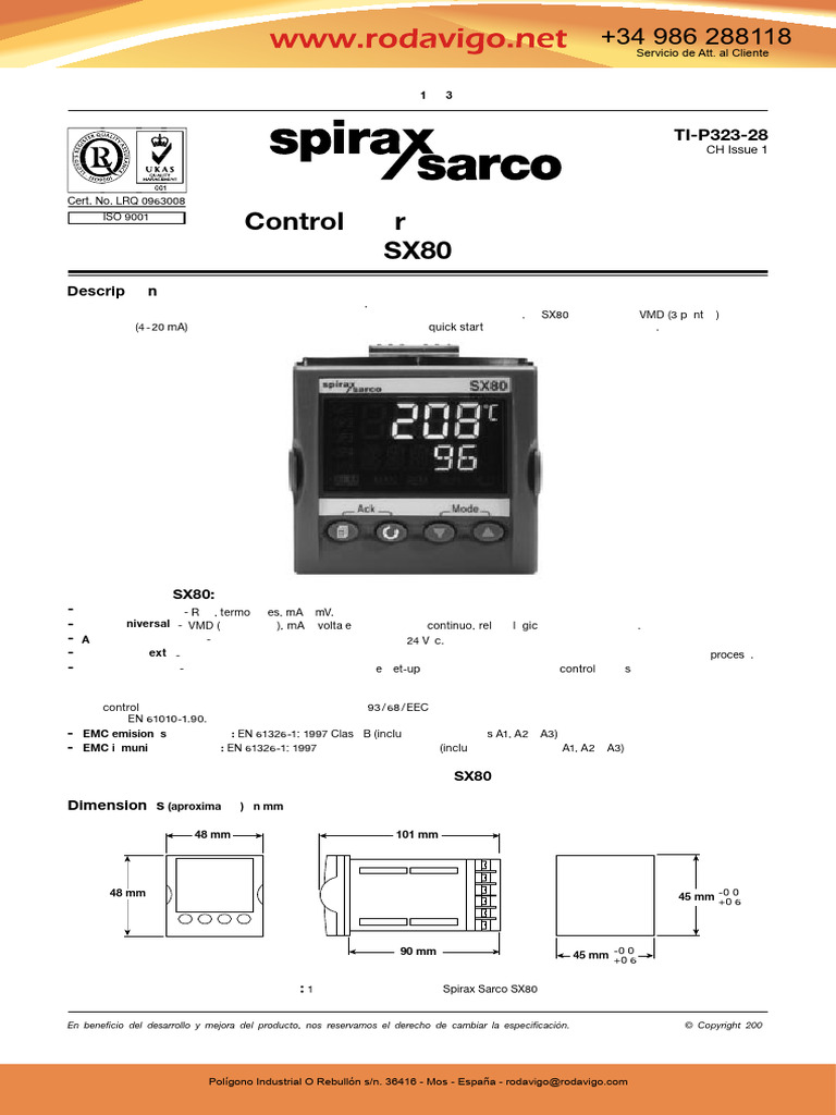 Controlador SX80 de Spirax Sarco | PDF | Ingenieria Eléctrica