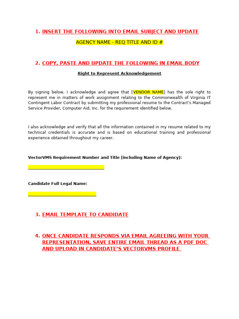 Candidate Representation Acknowledgment Email | PDF