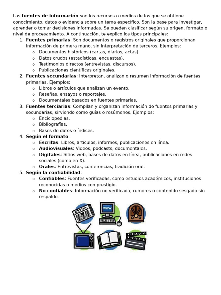 Tipos de Fuentes de Información | PDF
