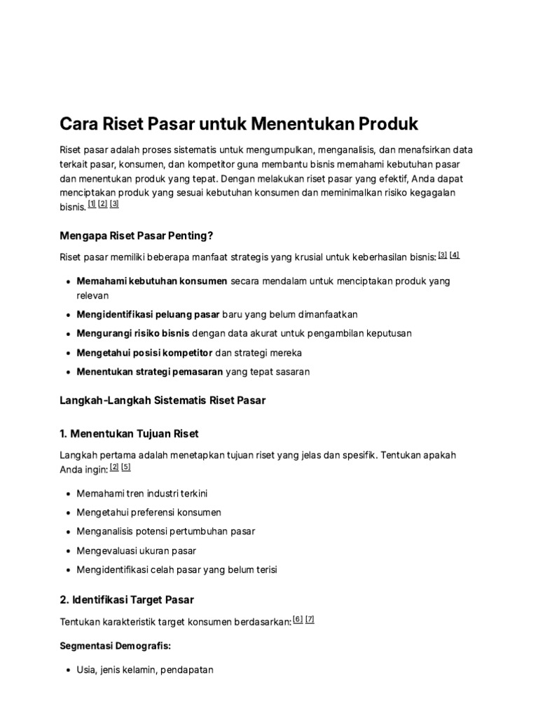Cara Riset Pasar Untuk Menentukan Produk | PDF