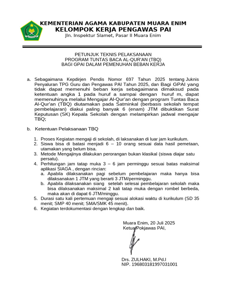 Juknis TBQ Sekolah | PDF