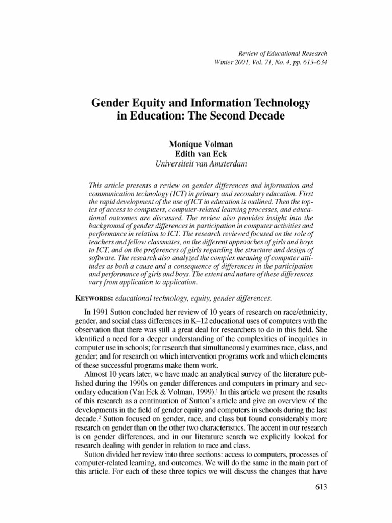 Gender Equity in ICT Education Review | PDF | Educational Technology ...