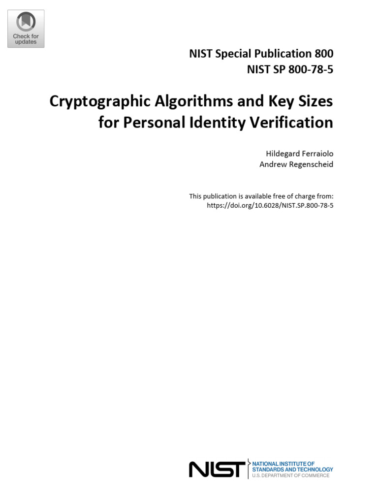 Cryptographic Algorithms for PIV | PDF | Cryptography | National ...