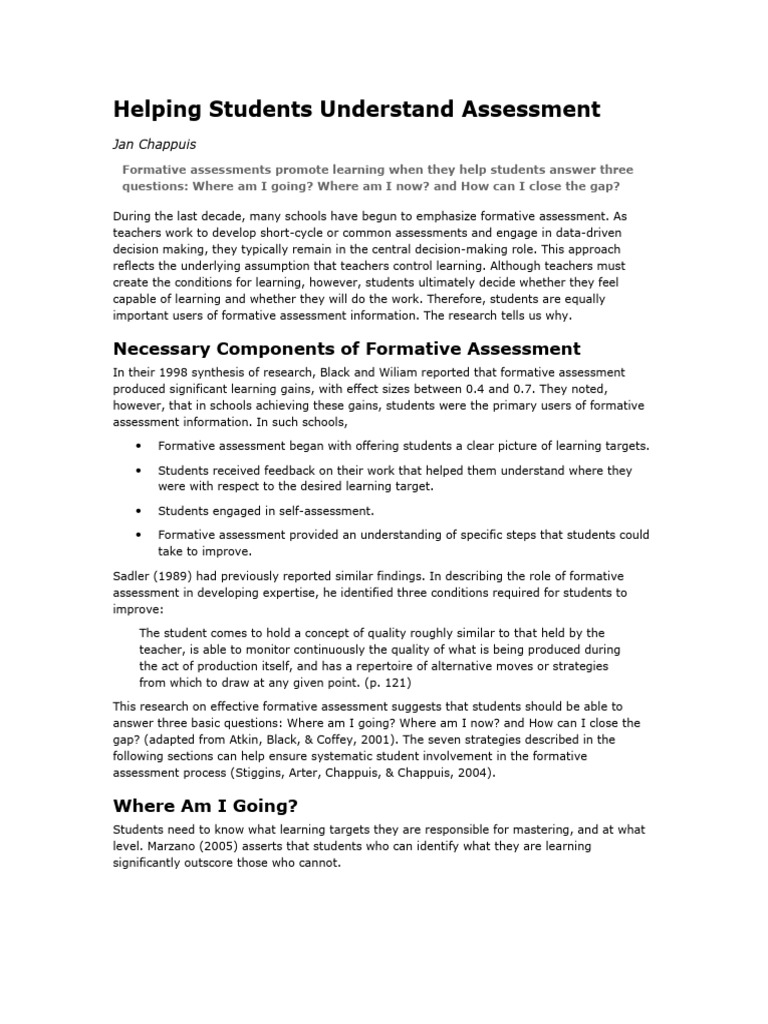 Effective Formative Assessment Strategies | PDF | Educational ...