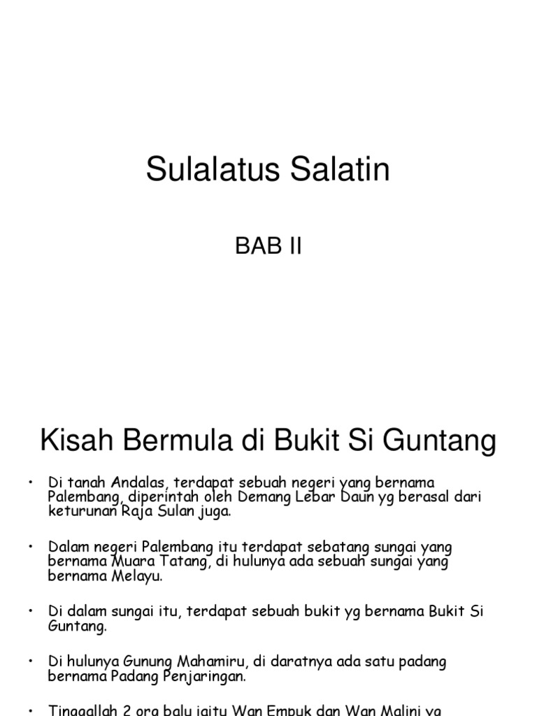 Kisah Awal Sulalatus Salatin di Palembang | PDF