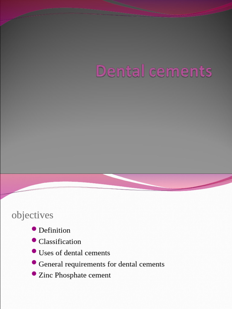 Overview of Dental Cements | PDF | Materials | Chemical Substances