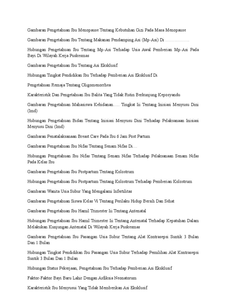 Judul KTI Kebidanan PDF