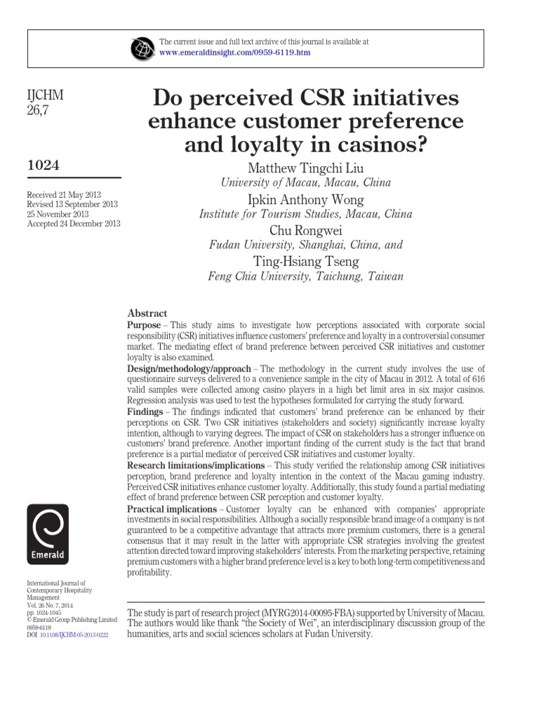 CSR Impact on Casino Customer Loyalty | PDF | Corporate Social ...