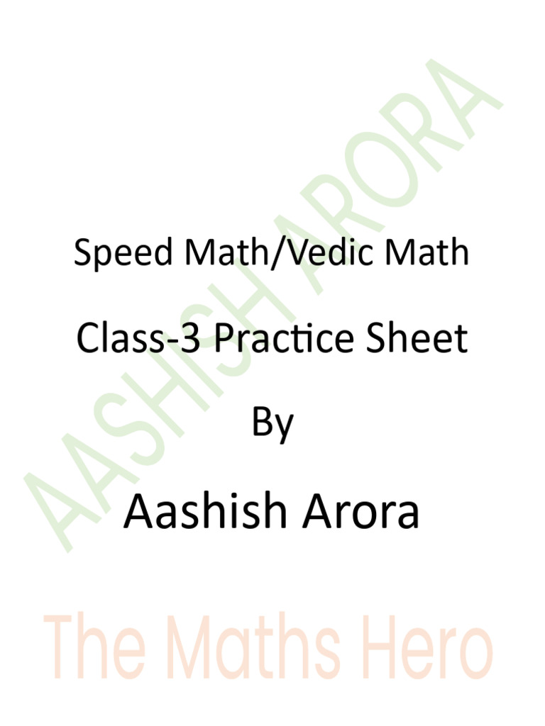 Speed Math Practice for Class 3 | PDF