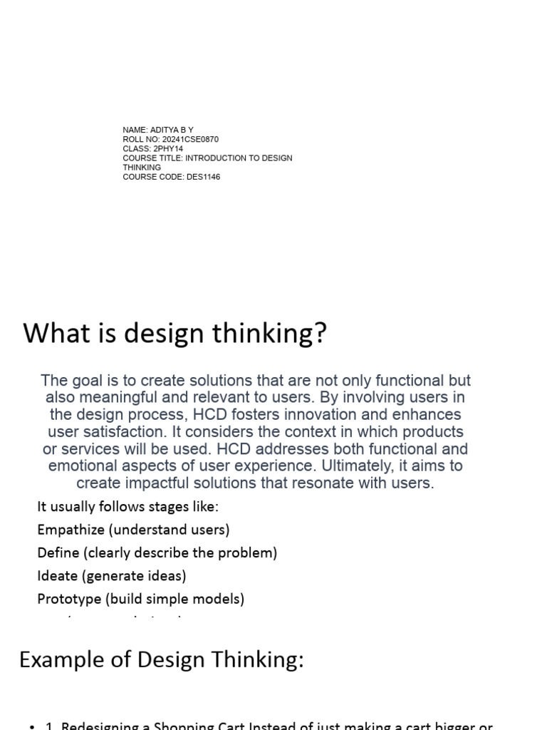 Introduction to Design Thinking Concepts | PDF | Brainstorming | Design ...