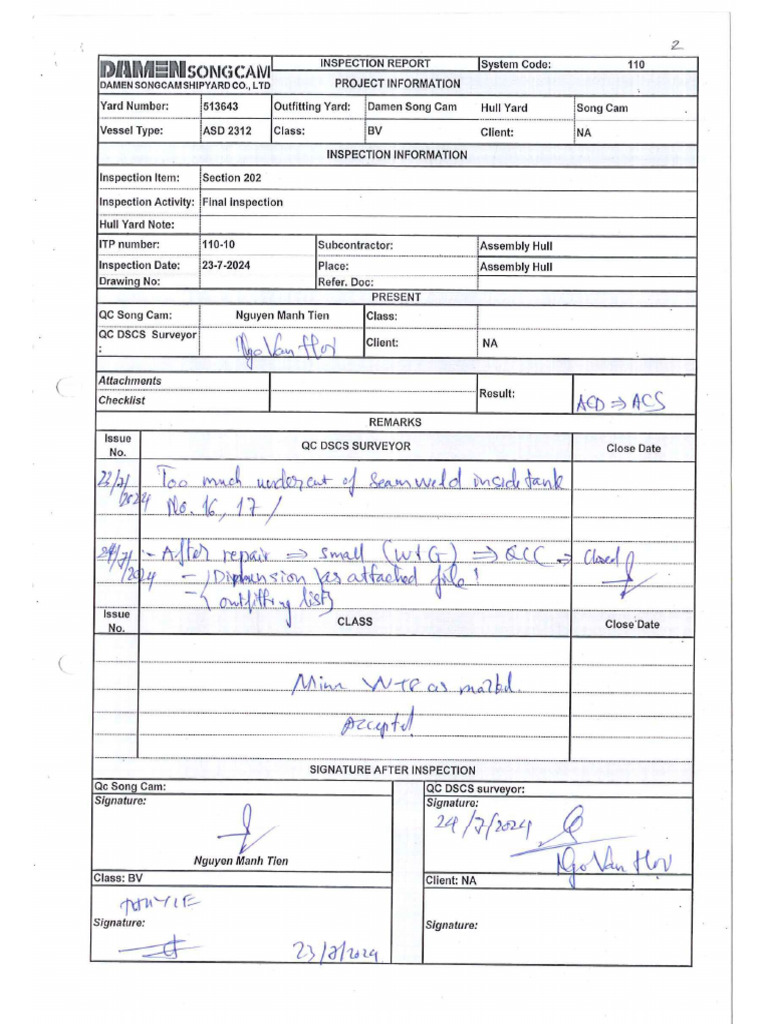 Final Inspection Section 202 | PDF