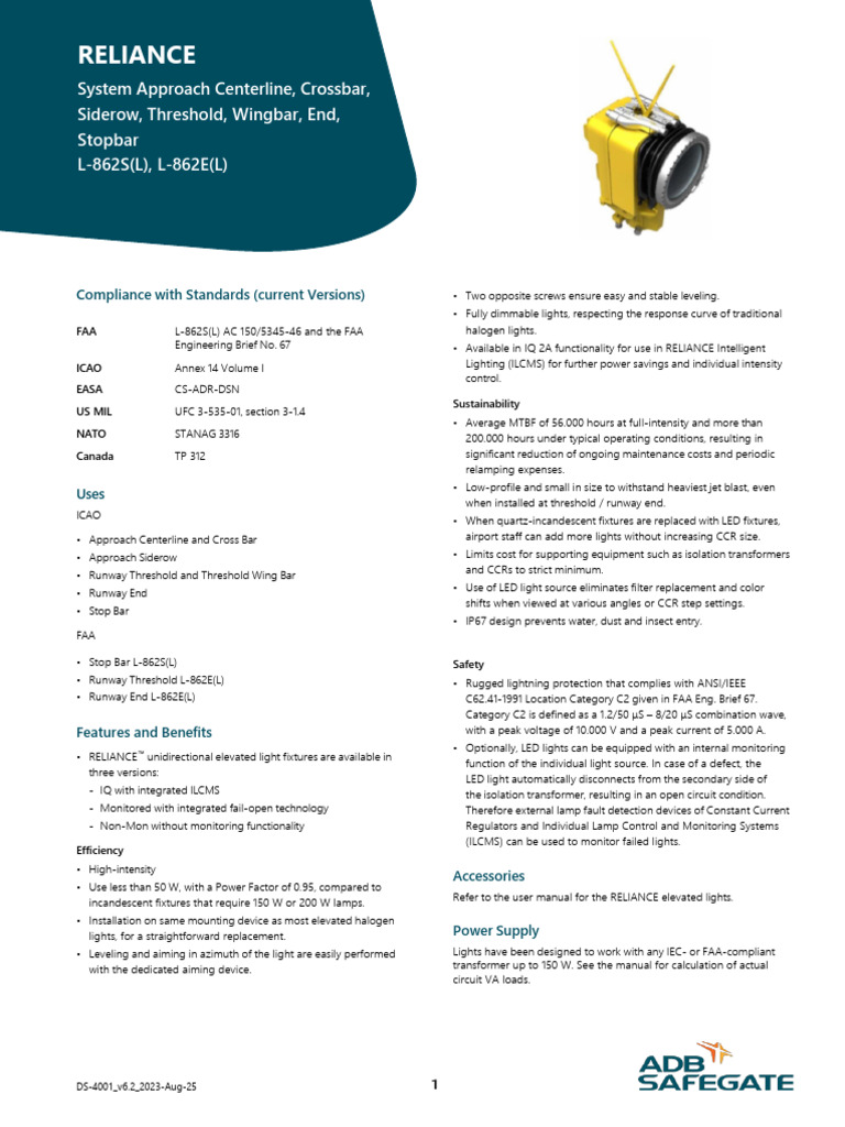 RELIANCE™ Elevated LED Lighting Specs | PDF | Light Emitting Diode ...
